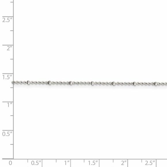 1.25mm Sterling Silver Solid Beaded Rolo Chain Necklace, 16 Inch - Picture 5 of 8